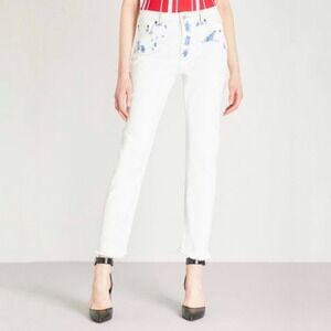 Maje Paoline Women's Distressed Printed High-Rise Straight Leg Jeans Size 38 28